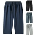 thumbnail image 1 of Elainilye Fashion Mens Shorts Plus Size Drawstring Elastic Waist Pocket Casual Sweat Capris Pants Summer Shorts,Gray, 1 of 5