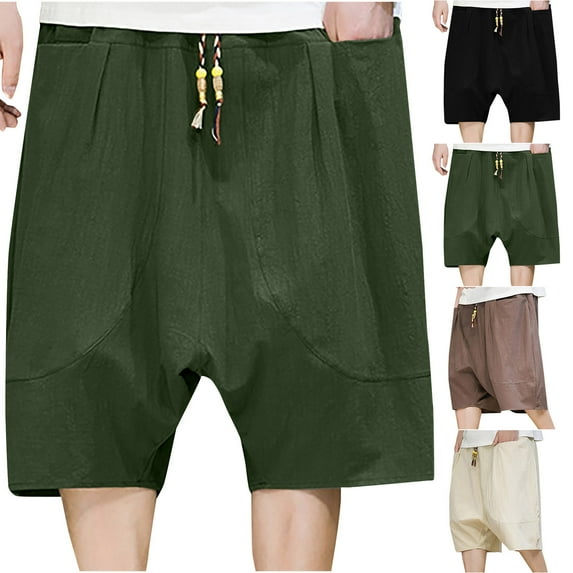 Elainilye Fashion Mens Summer Shorts Casual Summer Plain Print Pocket Drawstring Shorts Gym Shorts Running Shorts,Beige