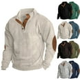 thumbnail image 1 of Elainilye Fashion Mens T Shirts Casual Sports Stand Collar Button Patchwork Long Sleeve Pullover Top Sweatshirt Blouse,Green, 1 of 6