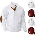 thumbnail image 1 of Elainilye Fashion Mens T Shirts Casual Sports Stand Collar Button Patchwork Long Sleeve Pullover Top Sweatshirt Blouse,White, 1 of 7