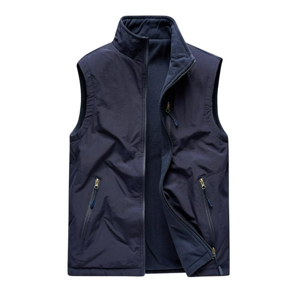 Elainilye Fashion Mens Winter Vest Thin Fleece Jacket Athletic Multi-bag Casual Quick-drying Loose Vest Outdoor Mountaineering Tooling Jackets,Blue