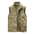 thumbnail image 1 of Elainilye Fashion Mens Winter Vest Thin Fleece Jacket Athletic Multi-bag Casual Quick-drying Loose Vest Outdoor Mountaineering Tooling Jackets,Brown, 1 of 3
