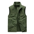 thumbnail image 1 of Elainilye Fashion Mens Winter Vest Thin Fleece Jacket Athletic Multi-bag Casual Quick-drying Loose Vest Outdoor Mountaineering Tooling Jackets,Green, 1 of 3