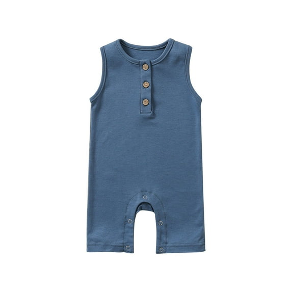 Elainilye Fashion Newborn Baby Bodysuit Girls Boys Summer Sleeveless Solid Color Jumpsuit Romper Sizes Newborn-24M