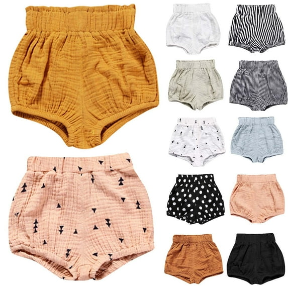 Elainilye Fashion Newborn Baby Briefs Shorts Plain Print Casual Bread Pants Summer Baby Clothes, Sizes 3M-6T