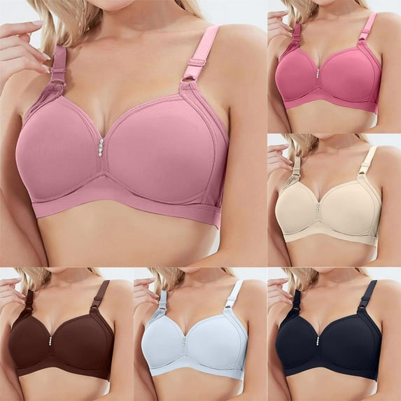 Elainilye Fashion No Wire Bras for Women Plus Size Bra Thin Collection Of Sexy Bras Gathering Bra Underwear,Brown
