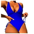 thumbnail image 1 of Elainilye Fashion One Piece Bathing Suit Feeling Bandage One-piece Bikini Solid Color Swimsuit Solid Color One-piece Swimsuit,Blue, 1 of 7