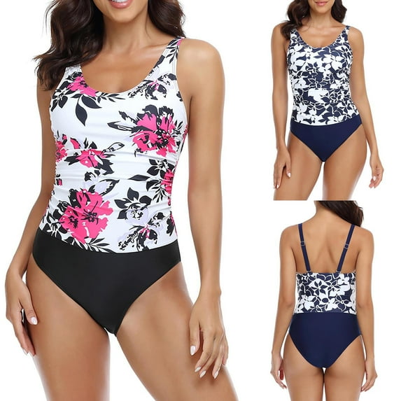 Elainilye Fashion One Piece Bathing Suit for Women Splicing Swimsuit Sexy Casual Bikini One-piece Swimsuit,Blue