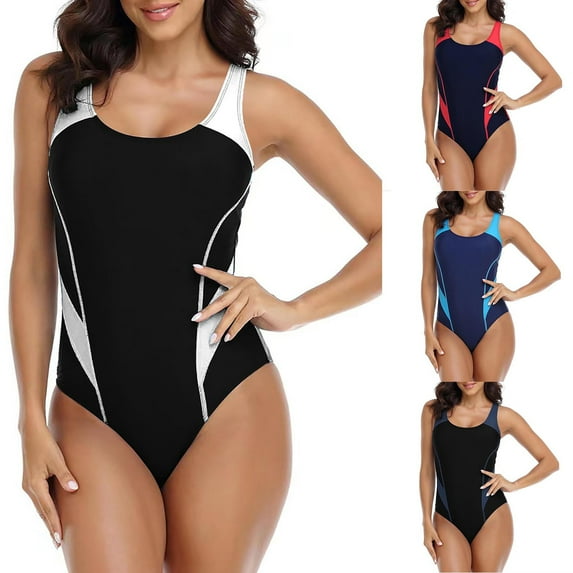 Elainilye Fashion One Piece Bathing Suit for Women Splicing Swimsuit Sexy Casual Bikini One-piece Swimsuit,Gray