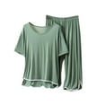 thumbnail image 1 of Elainilye Fashion Pajama Sets For Women Soft Short Set Home Wear Two-piece Set T-Shirt and Shorts Pajamas Set Sleepwear,Green, 1 of 3