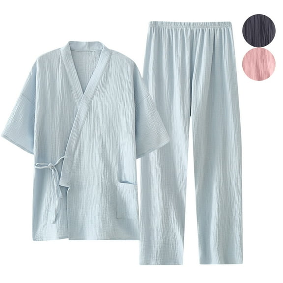 Elainilye Fashion Pajama Sets for Women 2 Piece Homewear Pocket Shorts Sleeve Pants Pajamas Sleepwear Homewear,Blue