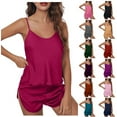 thumbnail image 1 of Elainilye Fashion Pajama Sets for Women Soft Casual Homewear Sleeveless Round-Neck Tops Shorts Set Nightwear 2 Piece Pajamas,Blue, 1 of 6