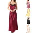 thumbnail image 1 of Elainilye Fashion Pajamas for Women Breathable Patchwork V-neck Home Dress Long Nightdress Sleepwear Homewear,Black, 1 of 6