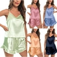 thumbnail image 1 of Elainilye Fashion Pajamas for Women Halter Pajamas Home Dress Shorts Sets Two-piece Set Sleepwear Homewear,Green, 1 of 6