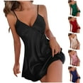 thumbnail image 1 of Elainilye Fashion Pajamas for Women Suspended Sleepwear Open Back Short Dress Summer Thin Breathable Ice Silk Dress Pajamas,Green, 1 of 5