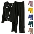 thumbnail image 1 of Elainilye Fashion Pjs Sets for Women Casual Long Sleeved Top Loose Pants Home Clothing Pajama Set Two Piece Outfits,Green, 1 of 9