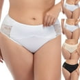 thumbnail image 1 of Elainilye Fashion Plus Size Underwear for Women Comfortable Temperament Lace Oversized Lace Panties Underwear,Beige, 1 of 9