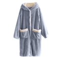thumbnail image 1 of Elainilye Fashion Robe For Women Loose Coral Velvet Long Pajama Loungewear Winter Thickened Flannel Homewear Bathrobe,Blue, 1 of 8