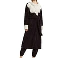 thumbnail image 1 of Elainilye Fashion Robes For Women Nightgowns Casual Comfortable Winter Oversized Thickened Fleece Homewear Bathrobe Set,Black, 1 of 9