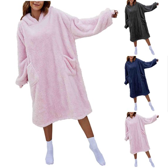 Elainilye Fashion Robes for Women and Men Unisex Bathrobe Casual Solid Color Long Sleeve Robes Pajamas Nightgown,Blue