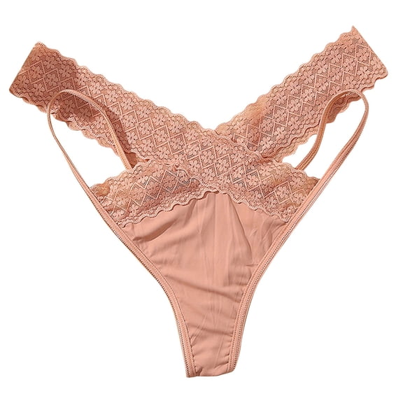 Elainilye Fashion Seamless Underwear for Women Sexy Sreathable Mesh Thong Low Waisted Triangular Underwear Bikini,Pink