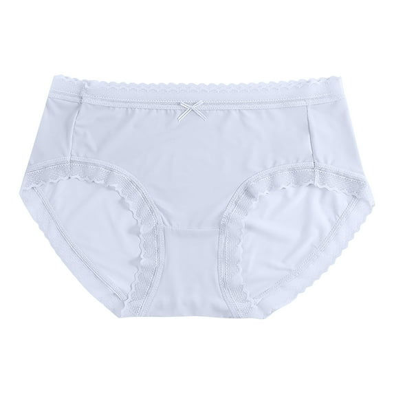Elainilye Fashion Seamless Underwear for Women Traceless Ultra Thin Ice Silk Briefs Sexy Lace Breathable Mid Waist Briefs Panties,Blue