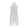 thumbnail image 1 of Elainilye Fashion Sequin Dress for Women Suspender Sweetheart Neck Sequin Feather Sleeveless Mini Dress Party Dress,Silver, 1 of 6