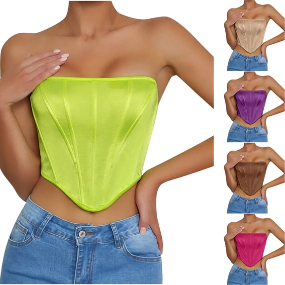 Elainilye Fashion Shapewear Tank Top Corset Top Sleeveless Strapless Bodyshaper Corset Tube Bandeau Summer Tops Vest,Yellow