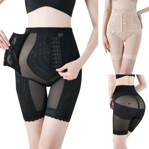 Elainilye Fashion Shapewear Tummy Control Body Shaper Panties Lace High-Waist Butt Lifting Panties One Piece Bodysuit,Beige