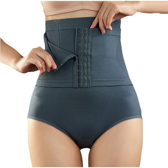 Elainilye Fashion Shapewear Tummy Control High Waisted Shaping Pants Breasted Postpartum Stomach Control Shapewear Bottoms Shorts,Blue