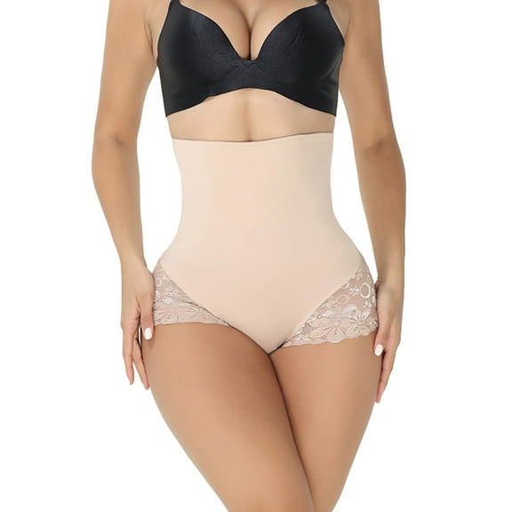 Elainilye Fashion Shapewear Tummy Control Ladies High Waist Butt Lifting Panties Stretch Slimming Body Shaper,Beige