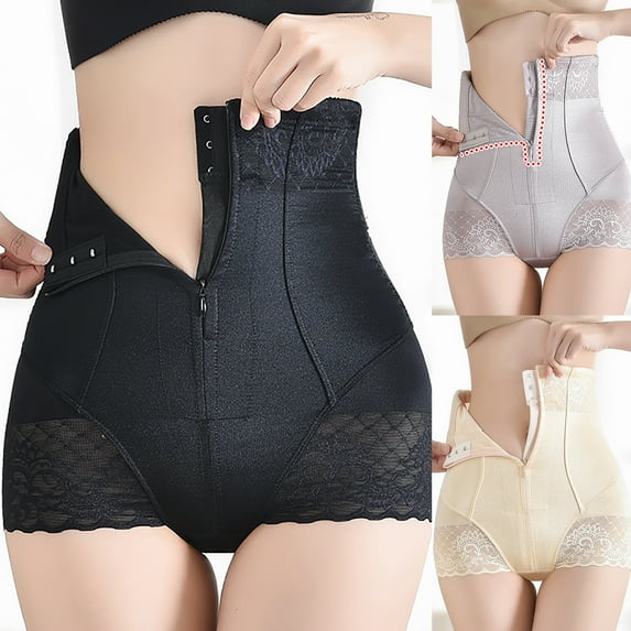Elainilye Fashion Shapewear Underwear Sexy Tummy Control Body Shaper Shapewear Zipper Butt Lift Yoga Body Shaping Pants,Black