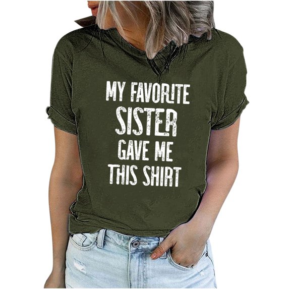 Elainilye Fashion Shirt for Women Funny Printed Pattern Casual Soild Color Short Sleeve Tops Blouse Graphic Tee,Green