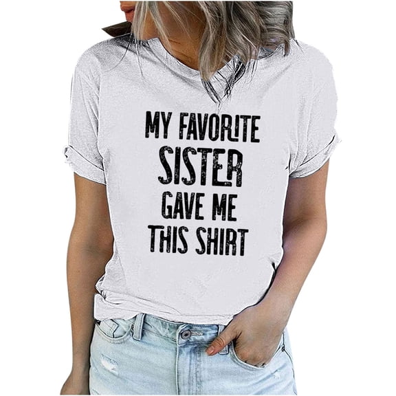 Elainilye Fashion Shirt for Women Funny Printed Pattern Casual Soild Color Short Sleeve Tops Blouse Graphic Tee,White