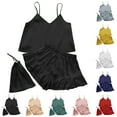 thumbnail image 1 of Elainilye Fashion Shorts Pajama Set for Women Plain Print Casual Sleeveless Tops Shorts Set Home Wear Sleepwear,Black, 1 of 6