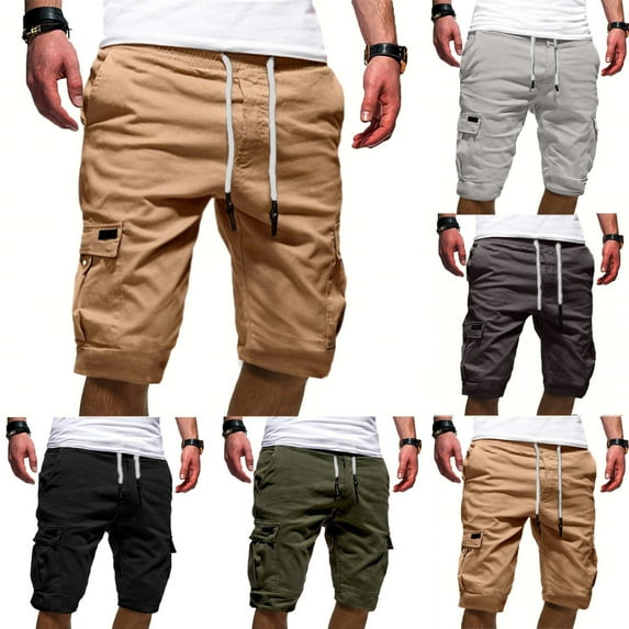 Elainilye Fashion Sport Shorts Men Casual Plain Print Bandage Casual Loose Sweatpants Drawstring Shorts Pants,Gray