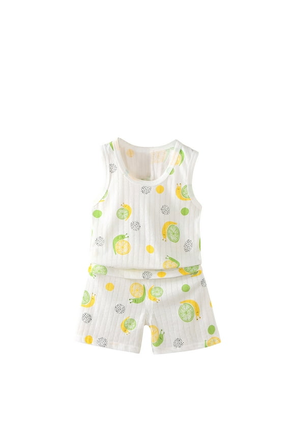 Fashion Summer Baby Pyjamas Toddler Boys Girls Sleeveless Casual Loungewear Thin Air-Conditioned Clothing Home Clothing Suit,Sizes 3M-4T