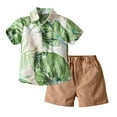thumbnail image 1 of Elainilye Fashion Summer Boys Clothes Casual Short Sleeve Round-Neck Printing Shirt Short Pants Two-piece Set Suitable For 6 Months-6 Years Old,Green, 1 of 9