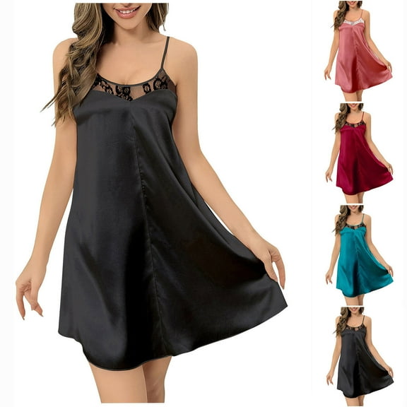 Elainilye Fashion Summer Pajamas for Women Casual Sleeveless Round-Neck Summer Dress Homewear Slip Short Sleeshirts,Green