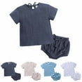 thumbnail image 1 of Elainilye Fashion Summer Toddler Baby Boys 2 Piece Outfits Casual Solid Cotton T-shirt Short Sleeve Shorts Set Sizes 3M-3Y,White, 1 of 8