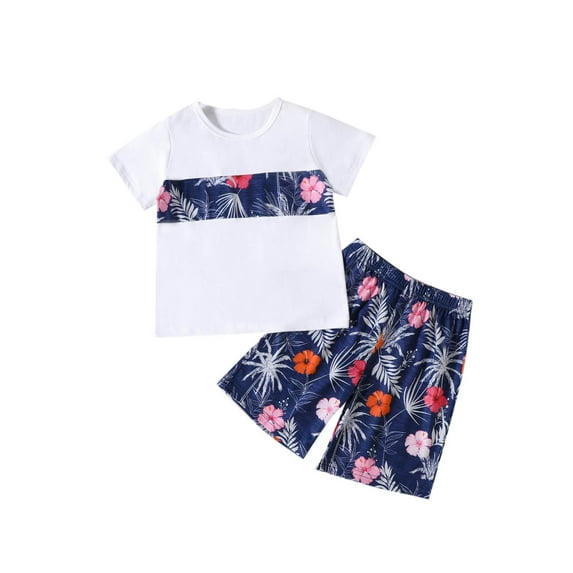 Elainilye Fashion Summer Toddler Clothes Set Unisex Summer Short Sleeve T-Shirt and Short Outfit Set Two Piece Set, Sizes 12M-5T