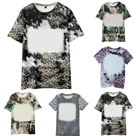 Elainilye Fashion Summer Tops for Women Summer Slim Tie-Dye Round Neck Short Sleeve T-Shirt Tee,Black