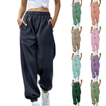 Elainilye Fashion Sweatpants for Women Elastic Waist Trousers Joggers Workout Pants Casual Solid Long Straight Pants,Green