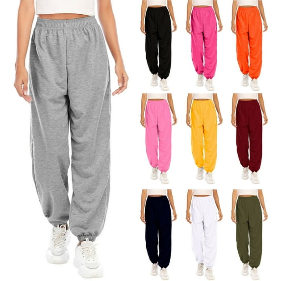 Elainilye Fashion Sweatpants for Women Jogger Pants Casual Loose Trousers Jogging Sweatpants Workout Pants,Yellow