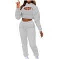 thumbnail image 1 of Elainilye Fashion Sweatsuits for Women Sling Vest Sweatshirt High Waist Straight Pants With Pocket Three-piece Suit,Gray, 1 of 5