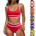 thumbnail image 1 of Elainilye Fashion Swim Suits for Women 2024 Two-piece Bikini Set Sexy Solid Swimwear Bra and Ruffles Bathing Sets Beachwear,Green, 1 of 1
