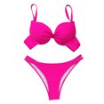 thumbnail image 1 of Elainilye Fashion Swimming Suits for Women Solid Sexy Steel Bracket Solid Bikini Push-Up Padded Swimwear Swimsuit Beachwear Set,Pink, 1 of 9