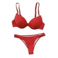 thumbnail image 1 of Elainilye Fashion Swimming Suits for Women Solid Sexy Steel Bracket Solid Bikini Push-Up Padded Swimwear Swimsuit Beachwear Set,Red, 1 of 9