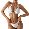 thumbnail image 1 of Elainilye Fashion Swimsuit for Women 2024 Two Piece Bathing Suit Swimwear with Padded Sexy Casual Solid Color Swimsuit Bikinis Sets,White, 1 of 5