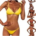 thumbnail image 1 of Elainilye Fashion Swimsuit for Women Sexy Bikini Print Two-piece Swimsuit Beachwear Set String Bikini,Yellow, 1 of 6